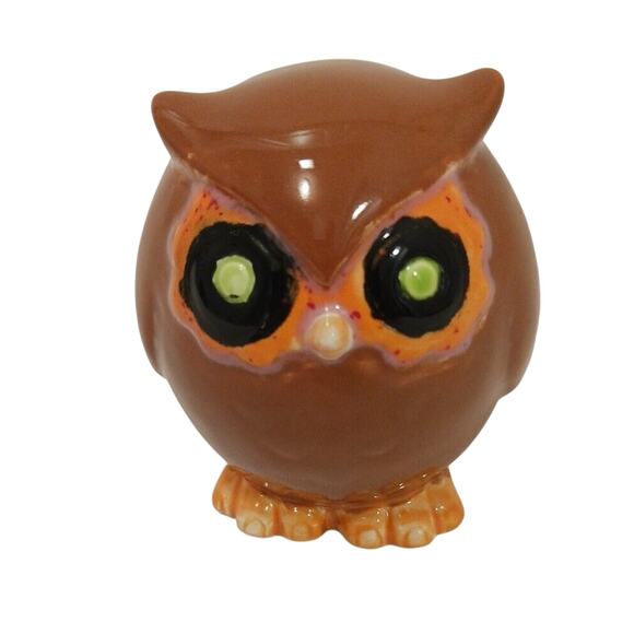70s Owl 4" Figurine Ceramic Hand Painted Cottagecore Grannycore Hippie Retro - Picture 3 of 11